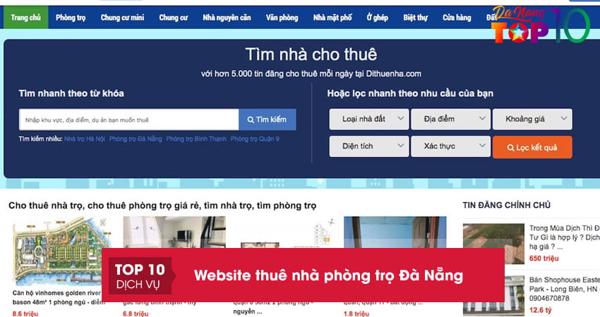 Top 15+ địa chỉ website thuê nhà phòng trọ Đà Nẵng giá rẻ
