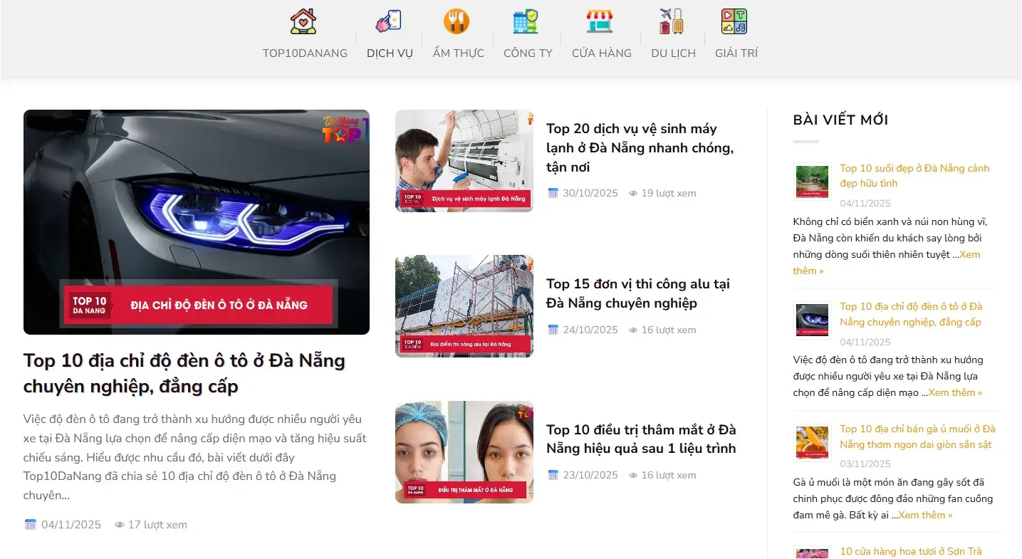 Toplist Đà Nẵng về các dịch vụ uy tín
